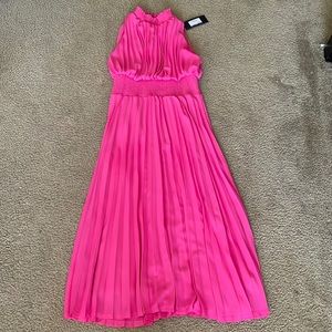 Pleated Fuchsia Midi Dress
